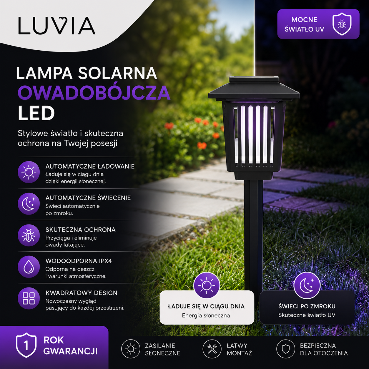 Luvia - Solarna Lampa na Komary i Owady