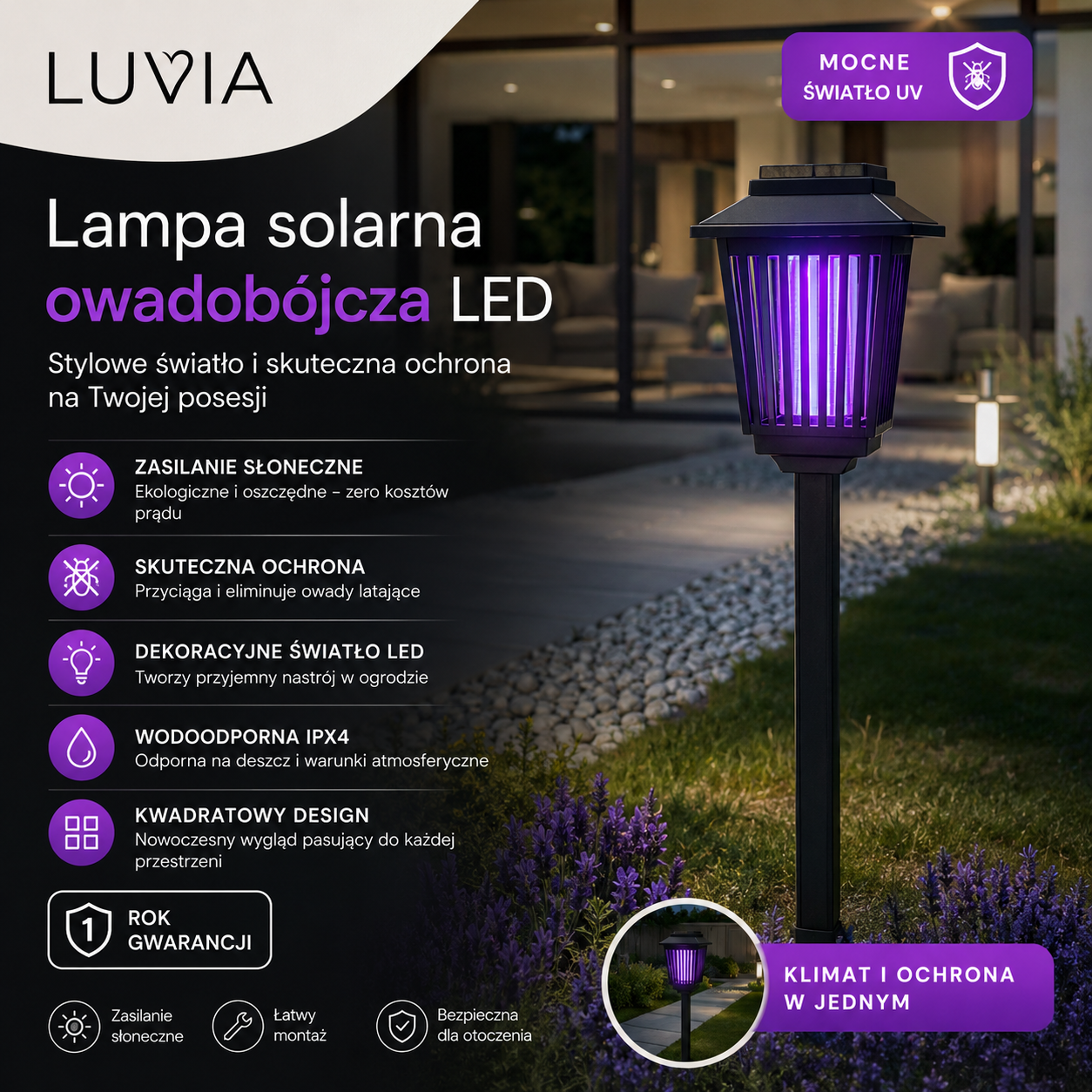 Luvia - Solarna Lampa na Komary i Owady