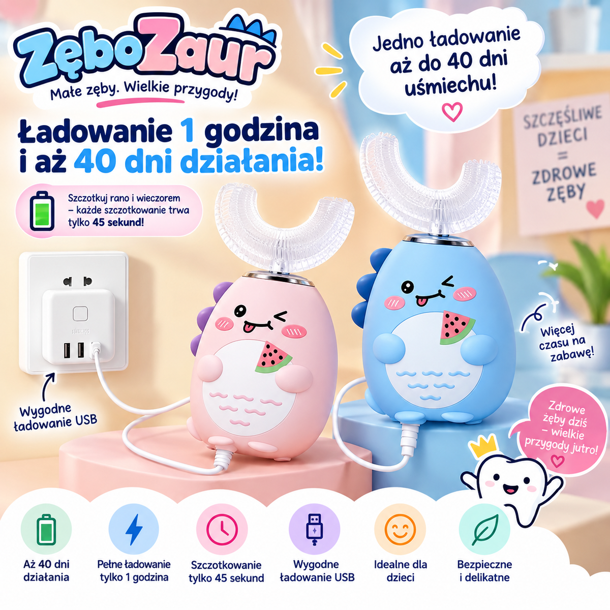 Szczoteczka elektryczna ZęboZaur dla dzieci