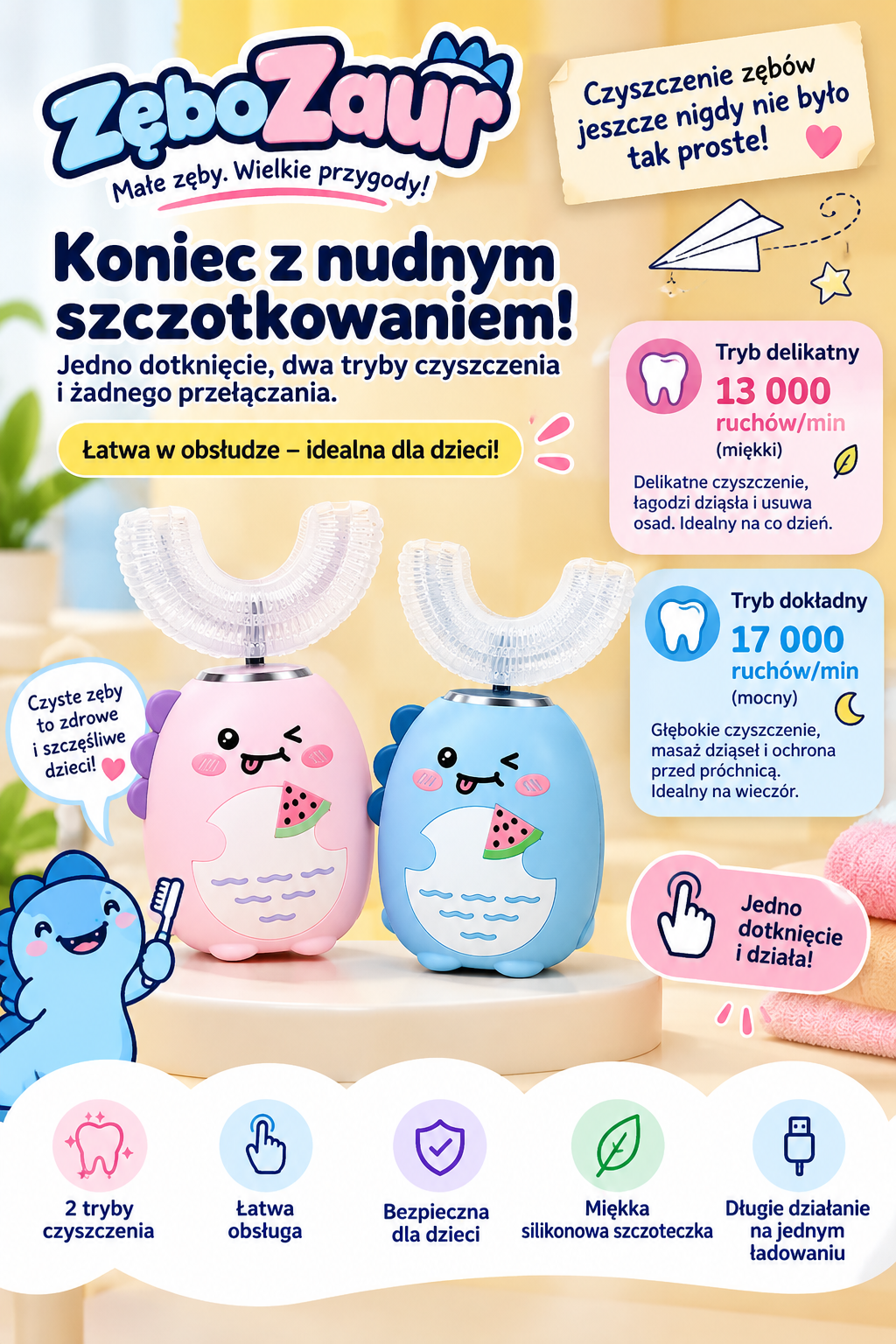 Szczoteczka elektryczna ZęboZaur dla dzieci